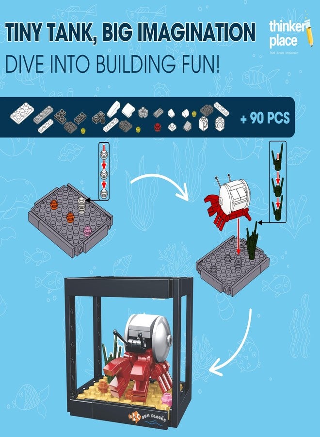 ThinkerPlace 8-in-1 Dream Ocean Fish Tank Hermit Crab (90 Pieces) | Learn About Marine Life | Building Block Set for Kids Age 6+ | STEM Educational Toy | Build, Collect & Create a Big Fish Tank - Image 2